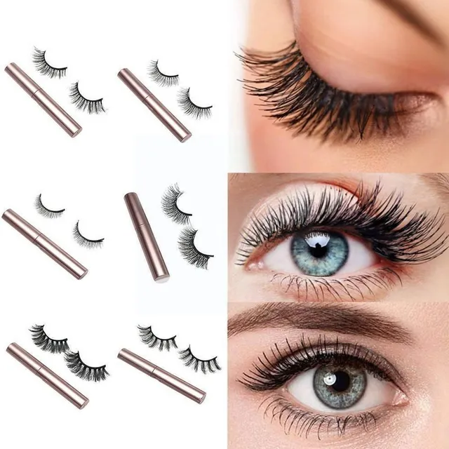 Set of a pair of magnetic false eyelashes and liquid eyeliner