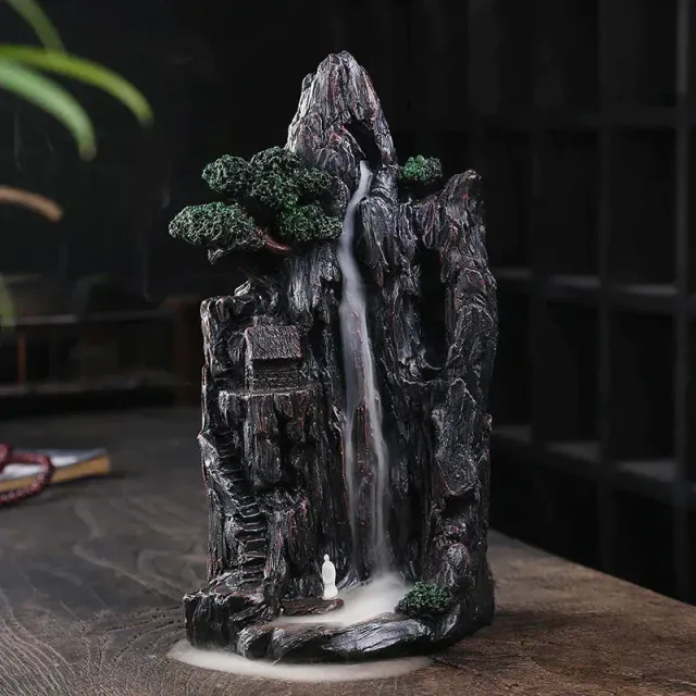 Fumător de rășină cu apă curgătoare Zen Alpine, suport pentru tămâie, difuzor de aromă intern, decorațiuni creative pentru casă