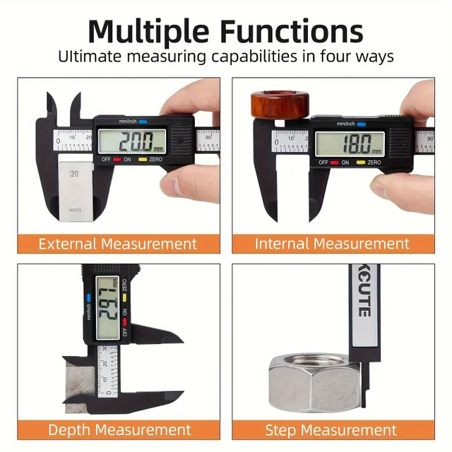 Digital sliding meters with large LCD display and automatic switching off