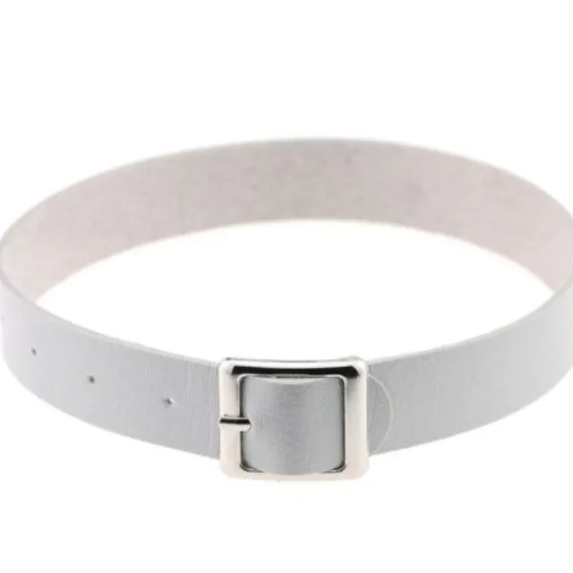 Leather choker as a belt with buckle - 12 colours