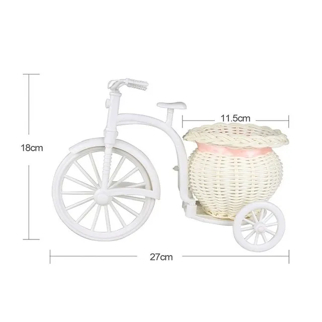 Luxury decoration in the shape of a wicker basket on a wheel - white Ernust