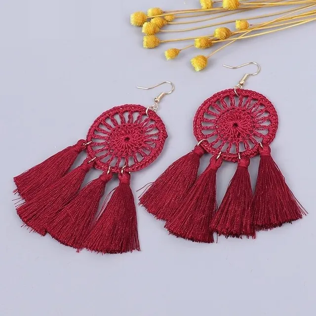 Women's hanger earrings with tassel G580