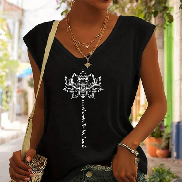 Graphic tank top, ladies summer and spring cotton tank top for leisure