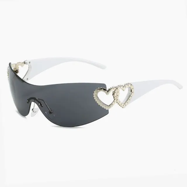 Sunglasses with rhinestones and hearts Y2K