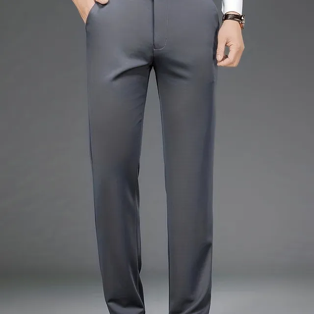 Men's classic formal trousers with a slight stretch in a monochrome design, ideal for spring/summer