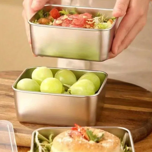 4pc/set Stainless steel square container for food with lid