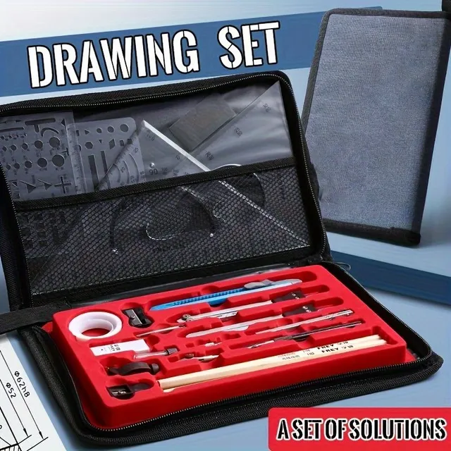 Architectural and mechanical drawing sets with compass