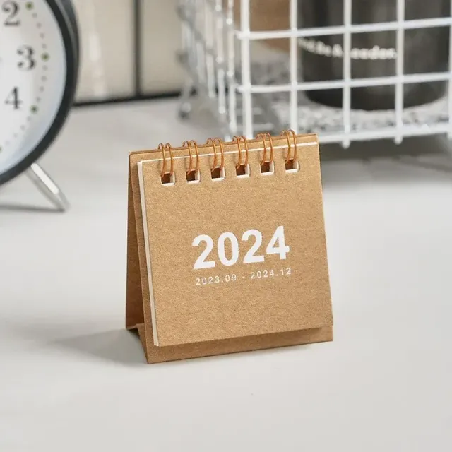 Mini table calendar for 2024 in single colour design - daily planner, annual organizer and table decoration
