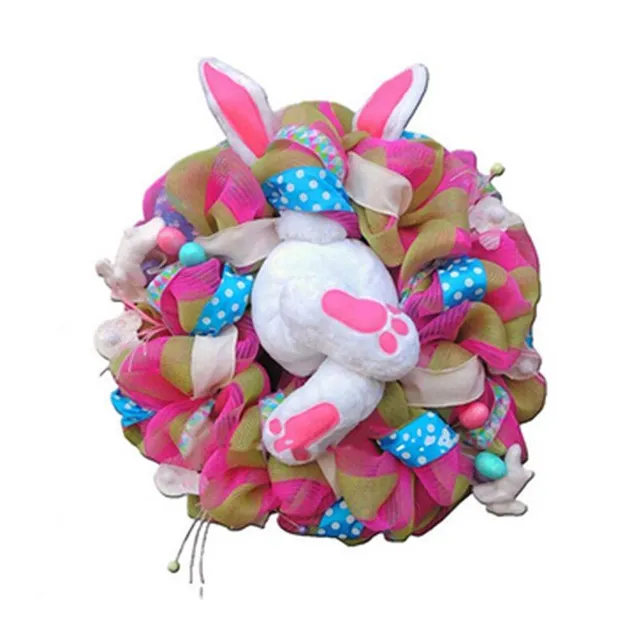 Colourful spring sticker with Easter theme and bunny sticking out his legs Leif