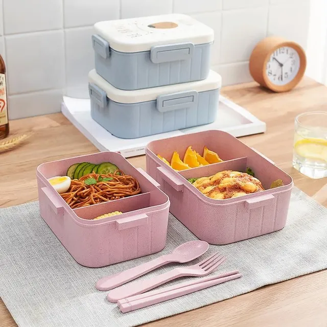 Bento food box with cutlery