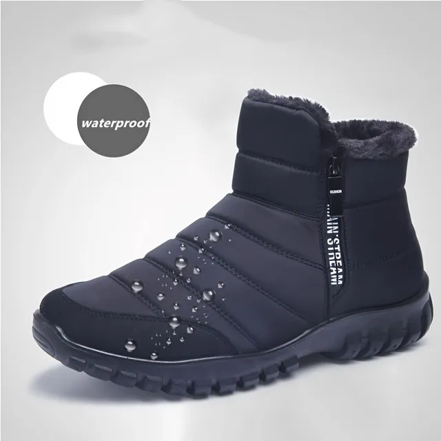 Snowshoes bărbați cu fermoar lateral, fleece cald, non-alunecare glezna cizme Plush, confortabil în aer liber cizme de drumeție cu căptușeală