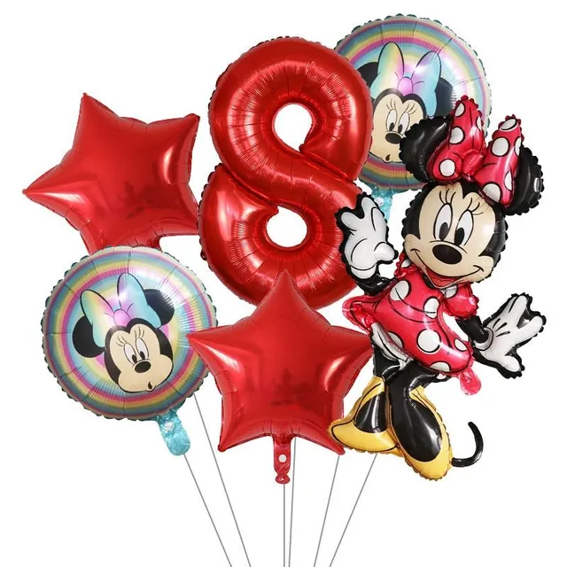 Beautiful inflatable birthday balloons with Mickey Mouse - 6 pcs