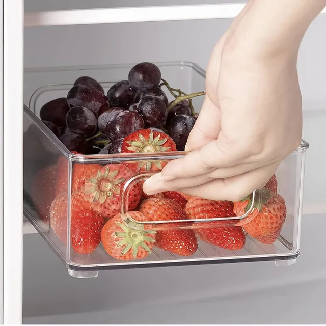 2/4/6pcs Storage boxes for fridge with transparent walls and handles