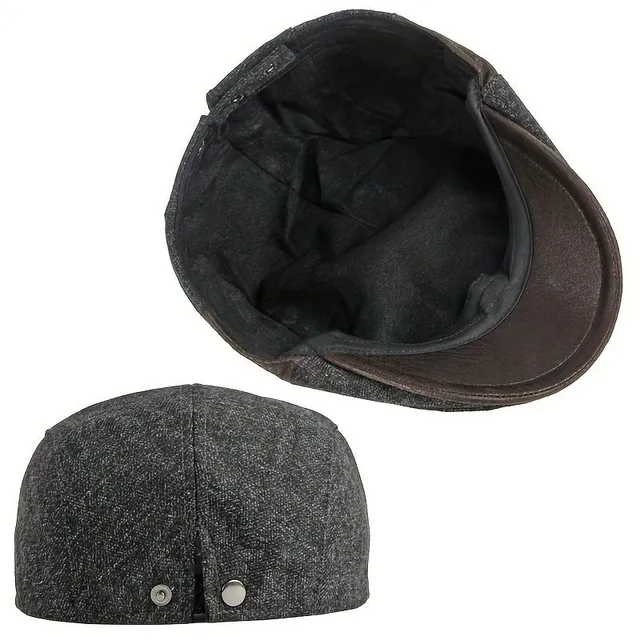 Baret bărbătesc de toamnă din țesătură herringbone