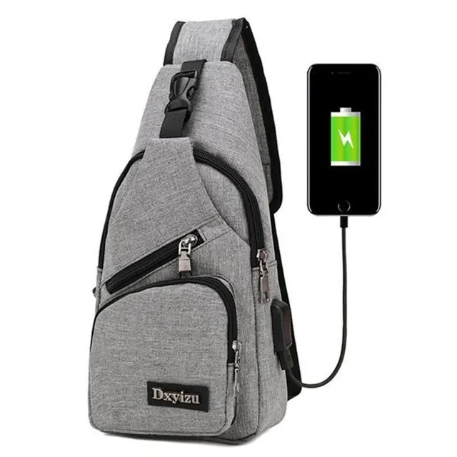 Cestovní USB designová unisex taška přes rameno grey