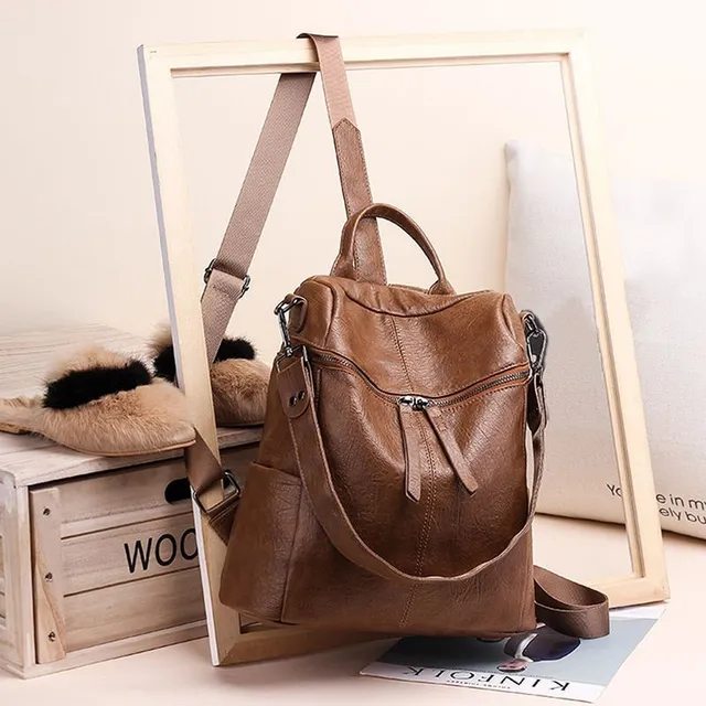 Women's soft PU leather backpack