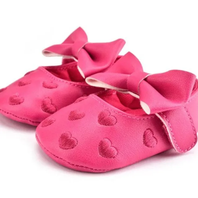 Dievčenské kožené topánočky ruzova 0-6-mesicu