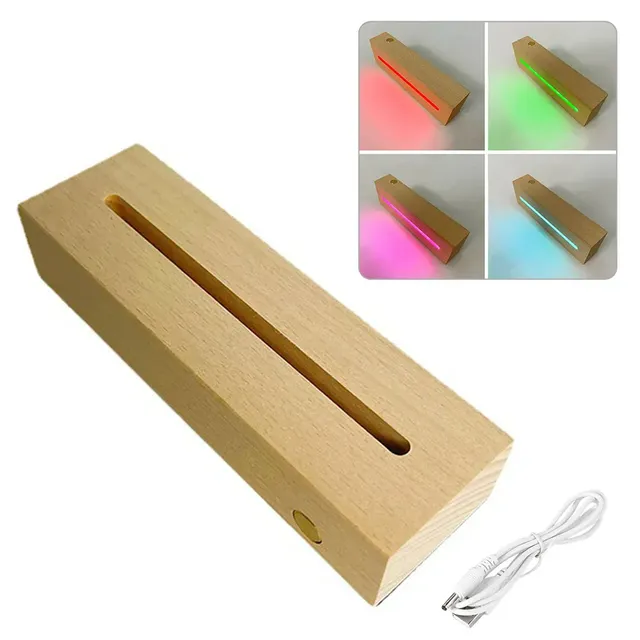 Wooden lamp with LED lighting and color rectangular display