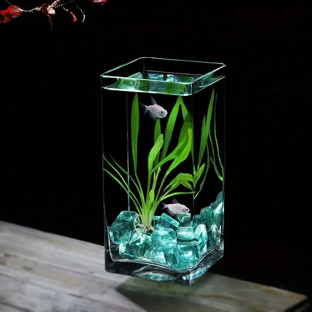 Clear Square Sklenené akvárium Koncentrované vysoko kvalitné akvárium na tropické ryby Hydroponická váza Dekorácia na stole Vázy