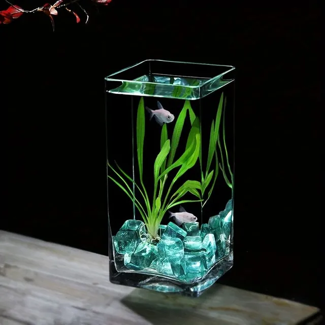 Clear Square Glass Aquarium Concentrated High Quality Aquarium On Tropical Fish Hydroponic Vase Decoration On Table Vases