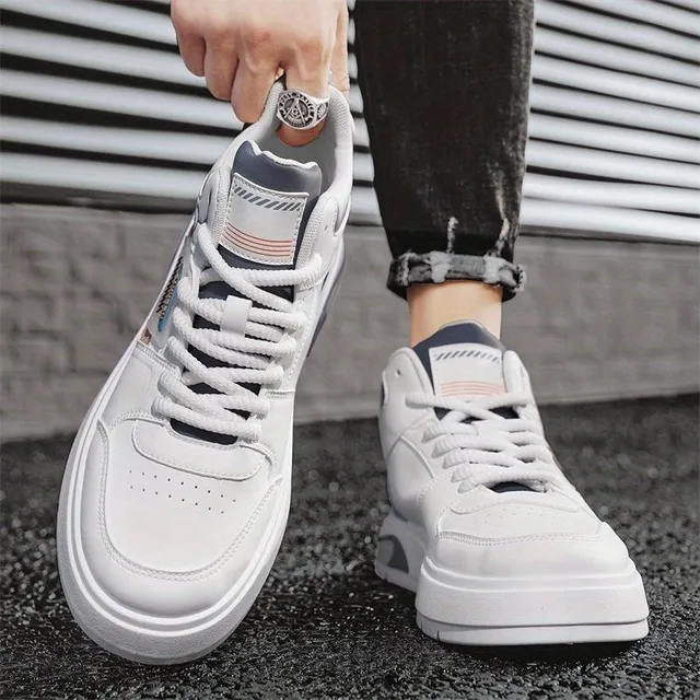 Pánske trendy Celoročne Turistické Sneakers - jednofarebné Nízky voľný čas topánky s anti-Slip gumová podošva, Odvodené Umelý Horný