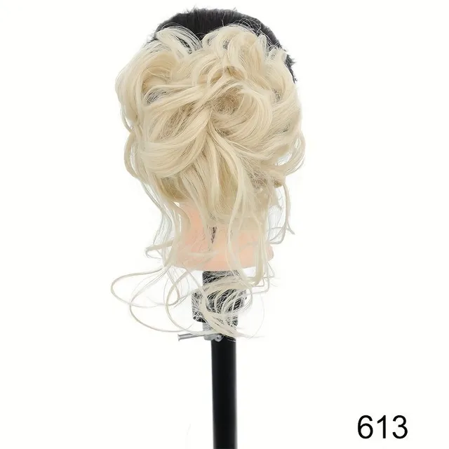 Scrambled bun with clip - Clip-in hairpins with curly and wavy fibres - Synthetic hair