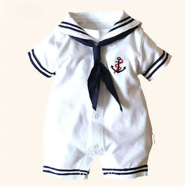 Csecsemő tengerész kezeslábas - fehér