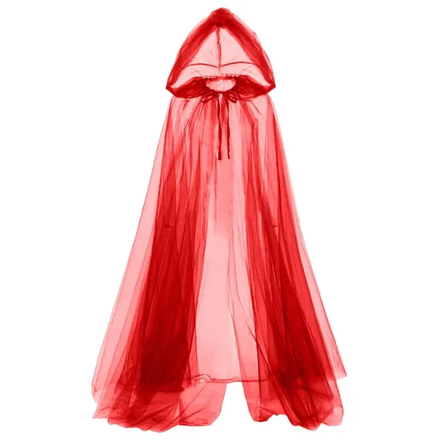 Halloween witch costume with hood, tulle coat