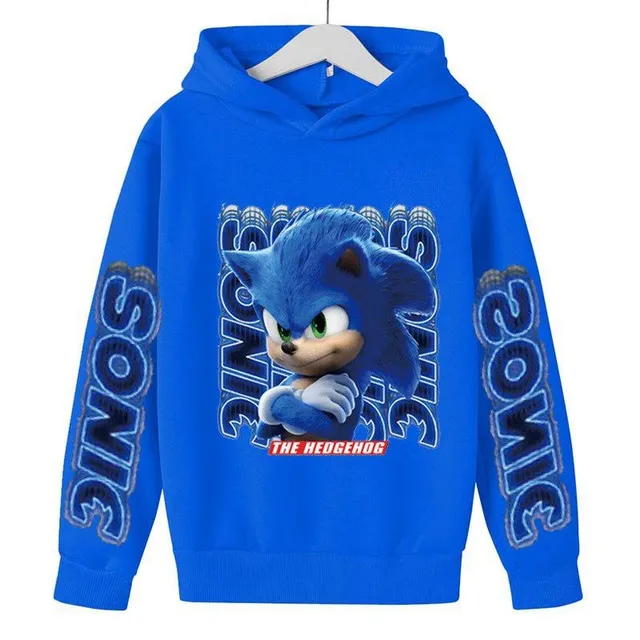 Chlapčenská dizajnová mikina s kapucňou a potlačou Sonic