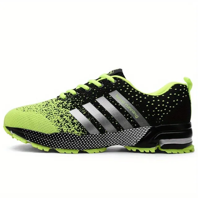 Men's striped breathable lace meshed sneakers in various colors, light running shoes and outdoor activities