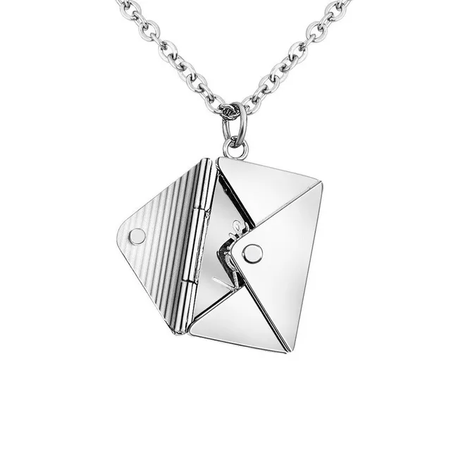 Necklace with locket in the shape of an opening envelope - Love You