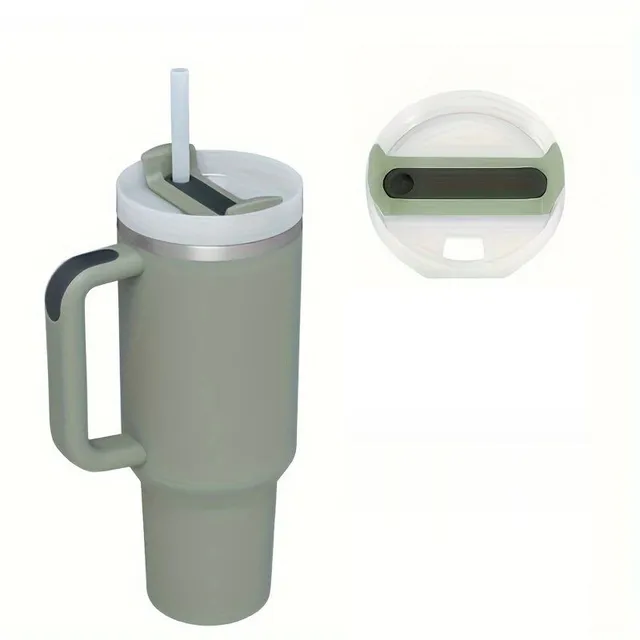 Stainless steel portable thermo mug with straw in different colours