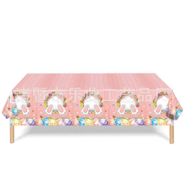 Easter disposable tablecloth with cute rabbits, eggs and cheerful motifs