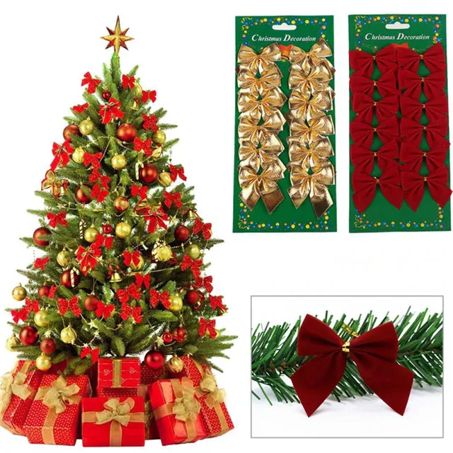 Decorative Christmas bow - 12 pcs