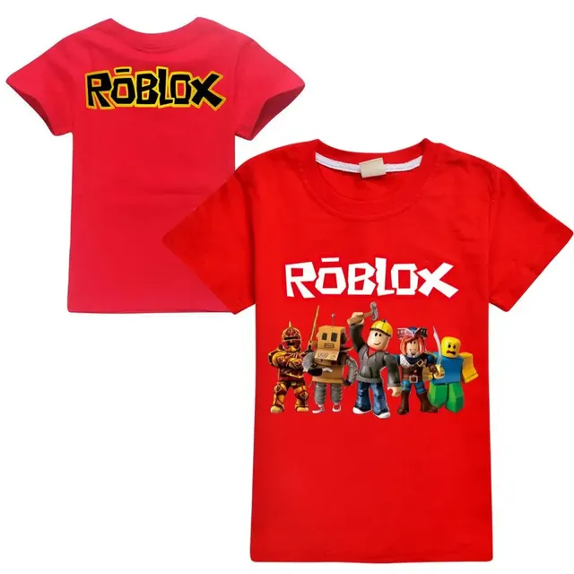 Stylové dětské jednobarevné tričko s krátkým rukávem a potiskem postav ze hry ROBLOX