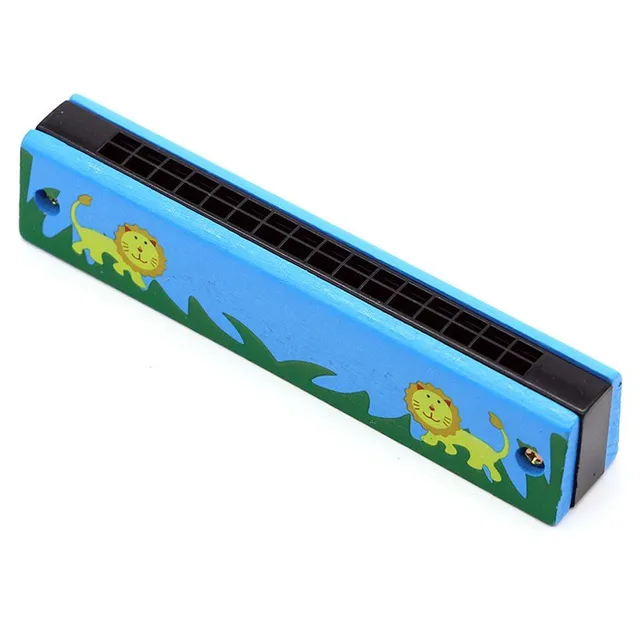 Children's wooden blowing harmonica with cute motif