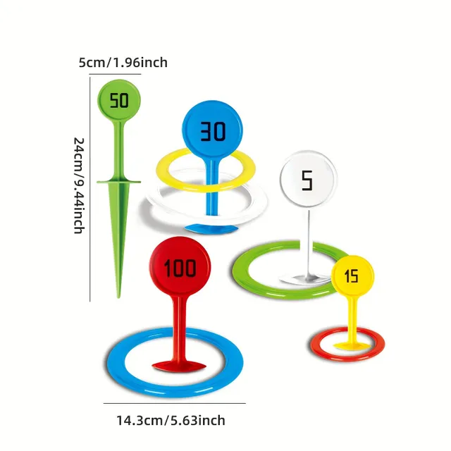 Zagraj w zestaw tęczowych pierścieni rzucających na ogród,