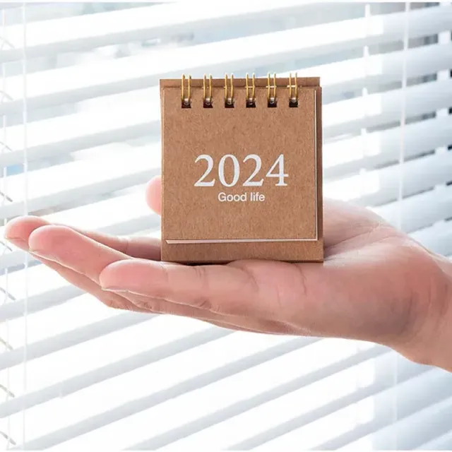 Mini calendar de birou 2024, caiet creativ portabil, decorațiuni, mic calendar de birou fresh și elegant, planificator lunar pentru studenți și necesități de birou