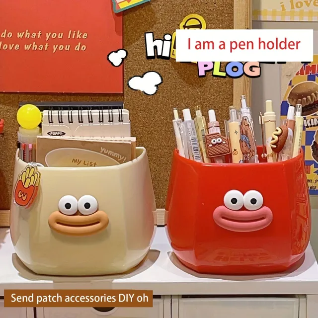 Happy pencil stand with a face - cute helper on your desk