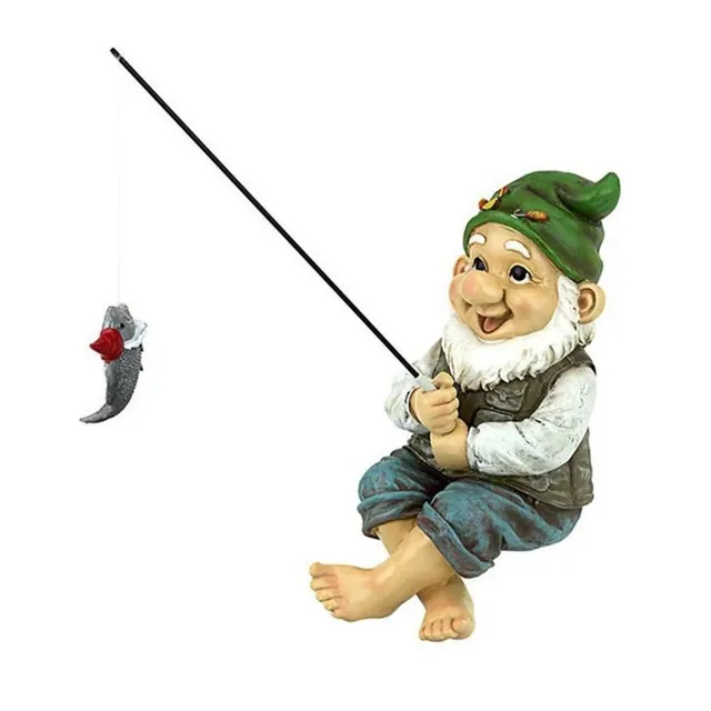 Garden decoration gnome fisherman