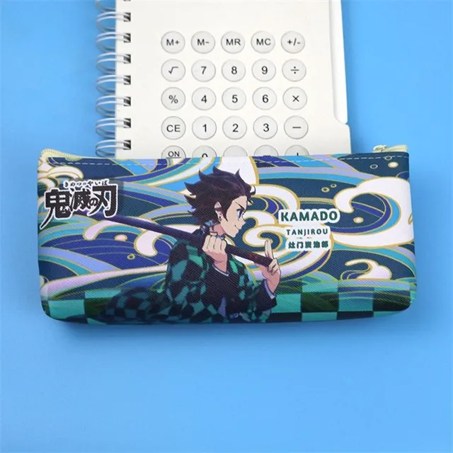 Trendy modern original stylish school pencil case with one pocket with colourful anime motif