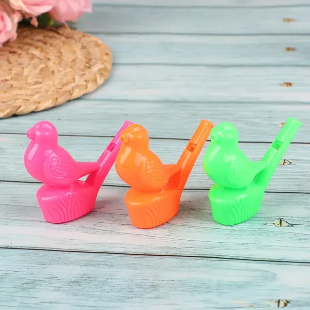 Set of color whistles in the shape of birds - mix of random colors