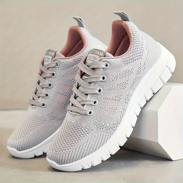 Women's colored sneakers on the platform, comfortable and breathable