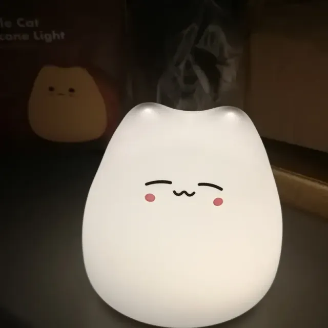 Mini roztomilé populárne mačka nočná lampa dotyk zmeny farby ochrana očí spálňa nočný stôl lampa