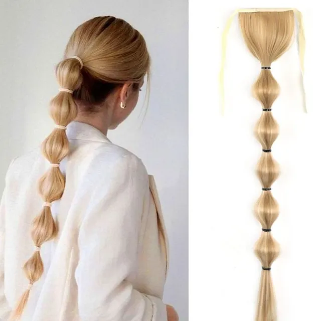 Long synthetic hair with a drawstring for fastening the ponytail - various variations