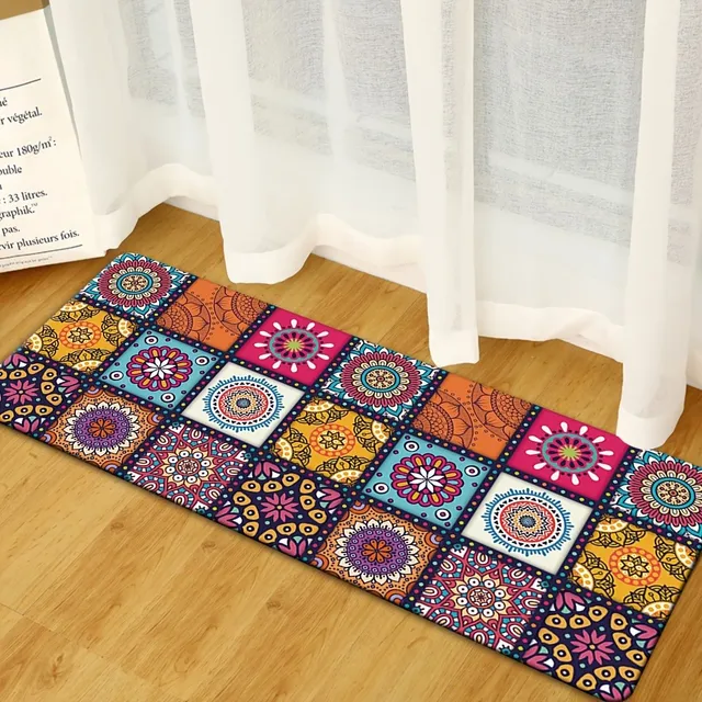 Moroccan ethno carpet for floor | Non-slip modern kitchen mat