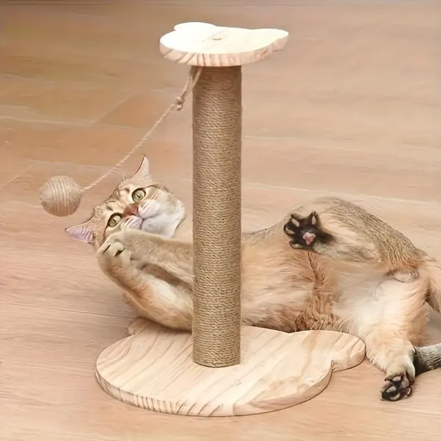 Sisal scraper for cats with wooden frame