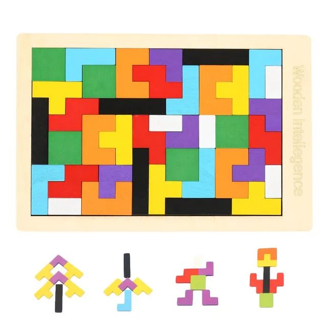 Wooden puzzle tetris