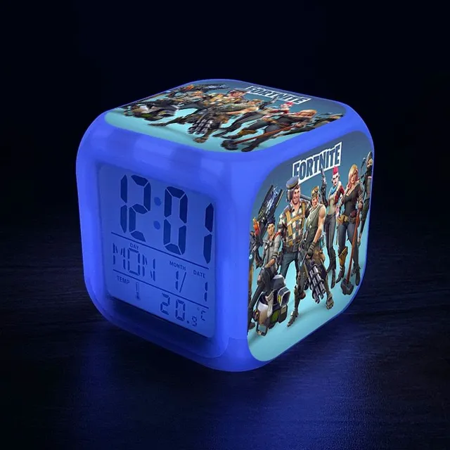 Original luminous alarm clock with Fortnite computer game motif