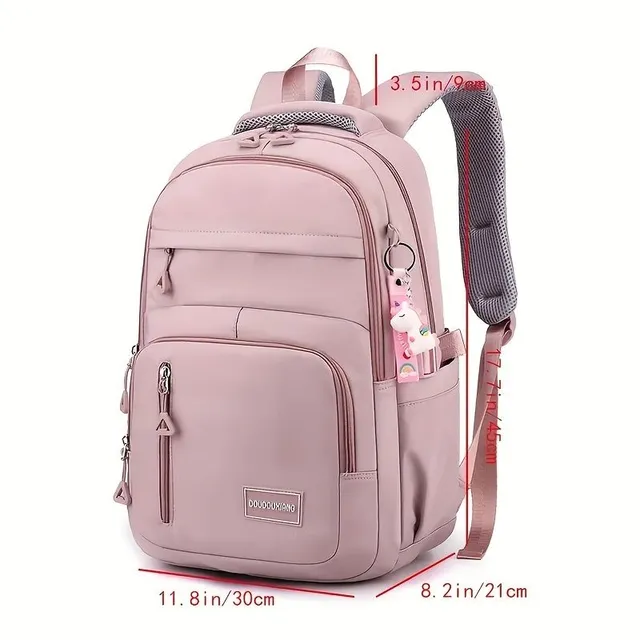 Trendy backpack with many pockets, monochrome, large capacity, ideal for travel and commuting